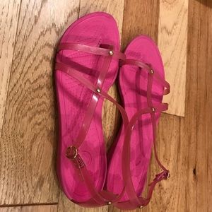 Pink croc sandals